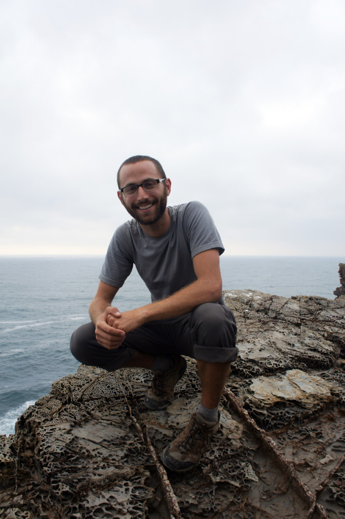 T.J. leads a group through the cliffs of Lagos, Portugal with West Coast Adventure Co. 