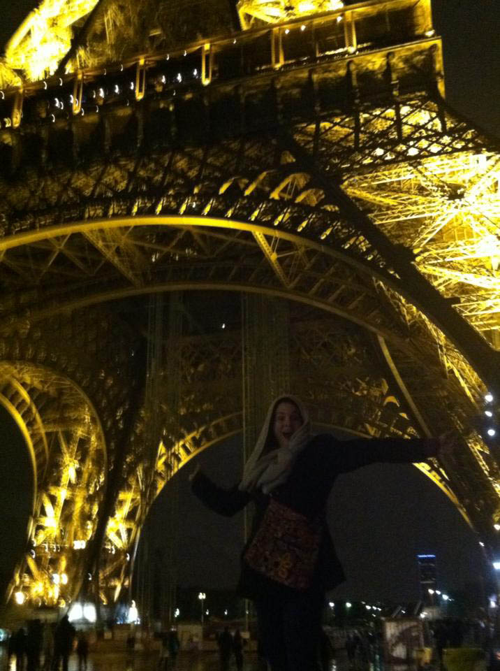 Michelle Philippon visits the Eiffel Tower.