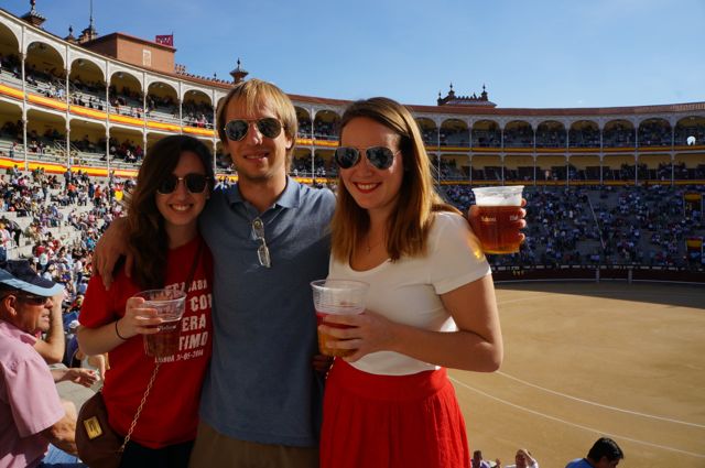 friends at a bull fight