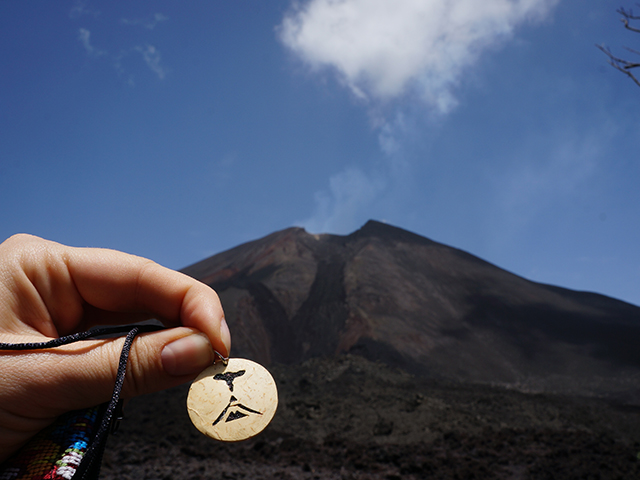 a special necklace at pacaya volcano