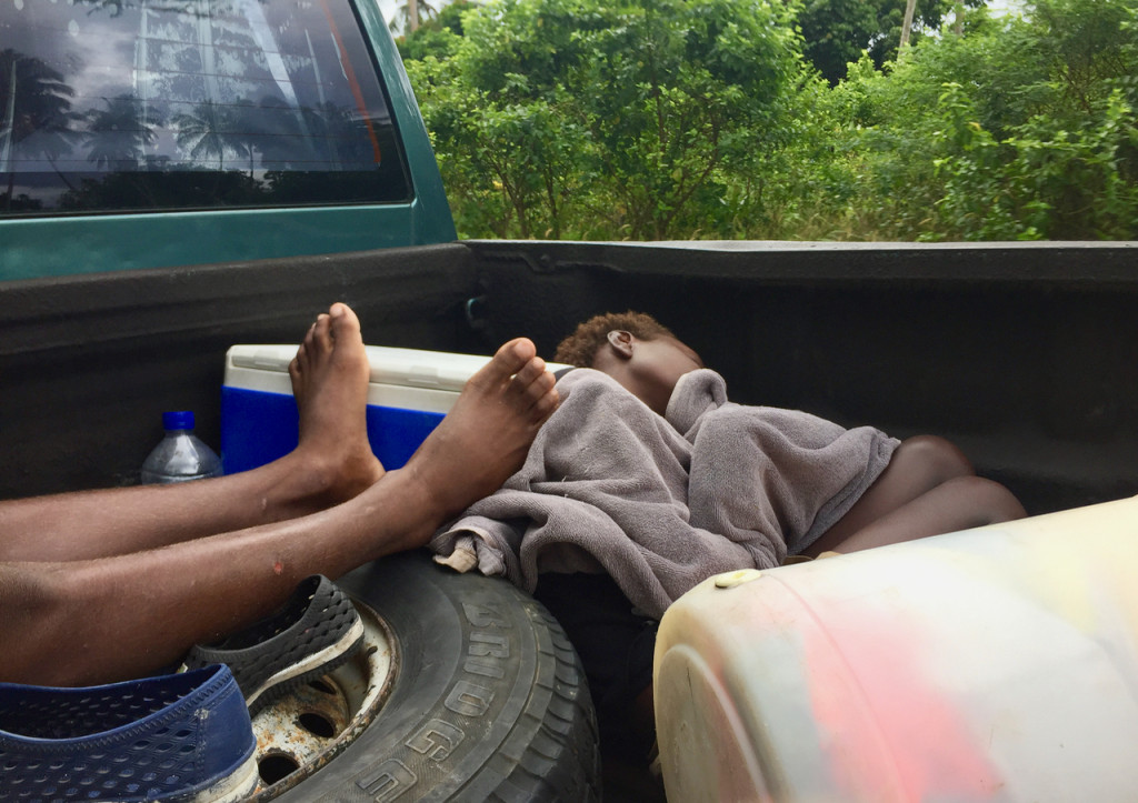 falling asleep on an island road trip in papua new guinea